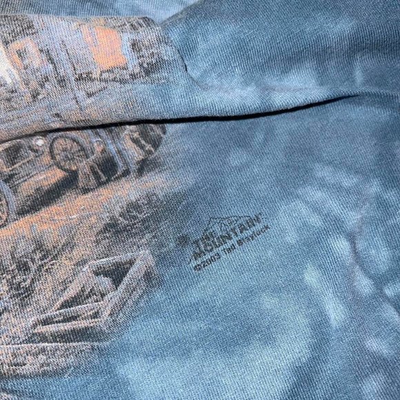 Vintage The Mountain Train Graphic T-Shirt Blue Tie Dye Short Sleeve 03 Sz Large - Picture 6 of 7